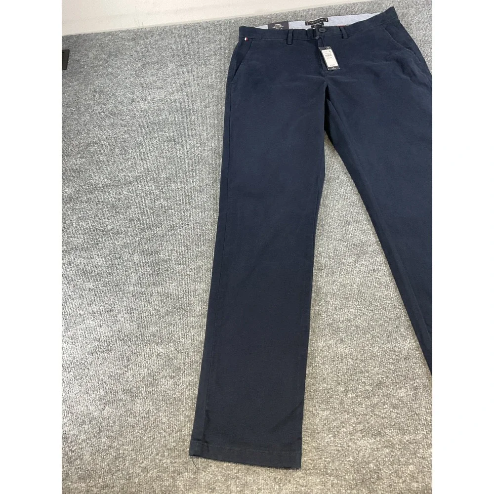 Tommy Hilfiger TH Flex Straight Pants Men's 31x32 Navy Chino Coupe Droite NWT